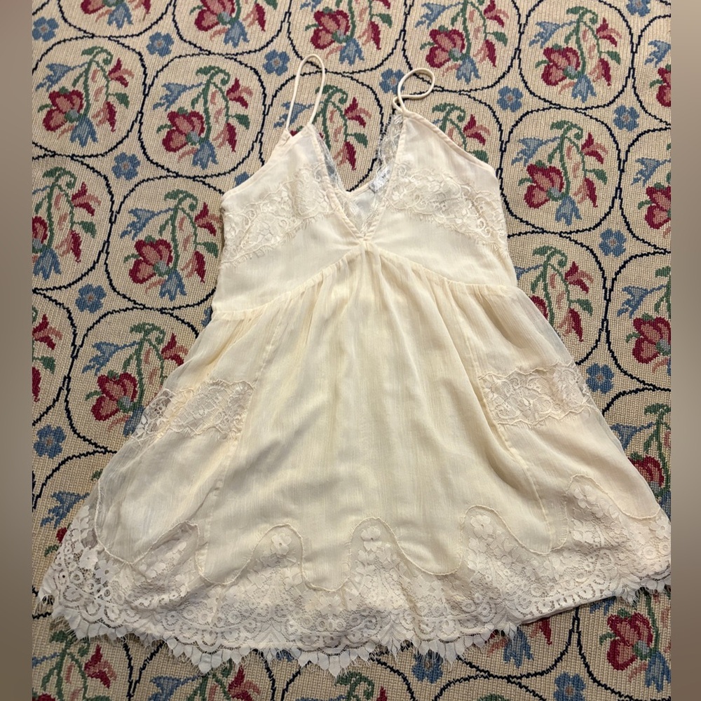Mango Cream Lace Mini Dress